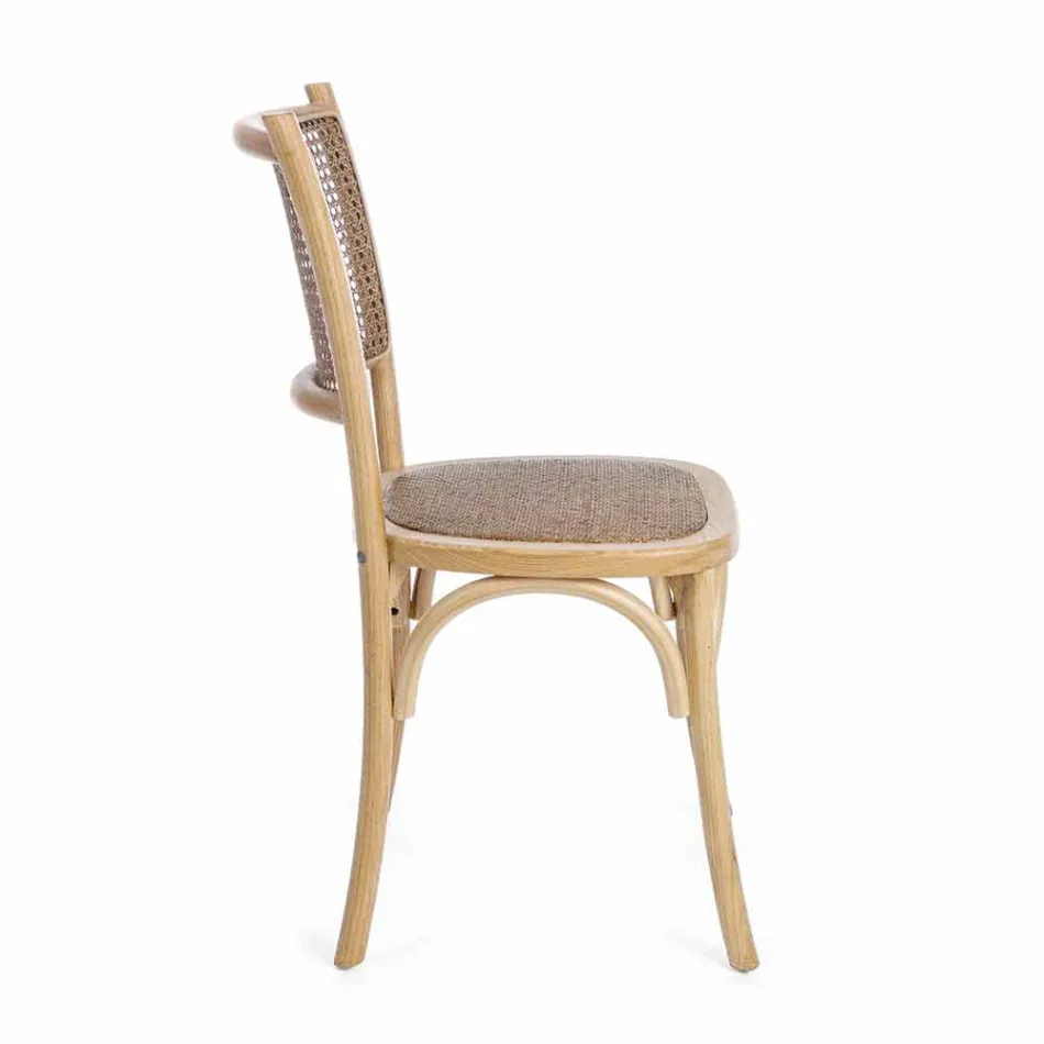 Eetkamerstoel in rotan en hout Klassiek design Homemotion - Meridia Viadurini