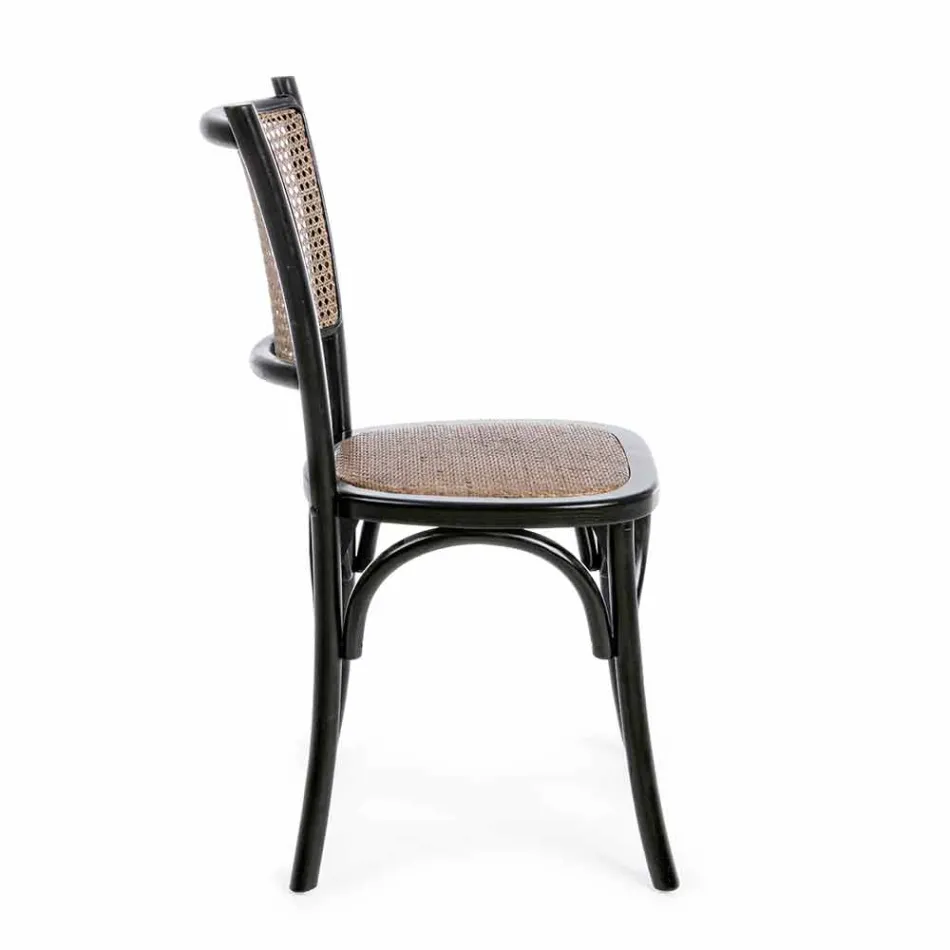 Eetkamerstoel in rotan en hout Klassiek design Homemotion - Meridia Viadurini