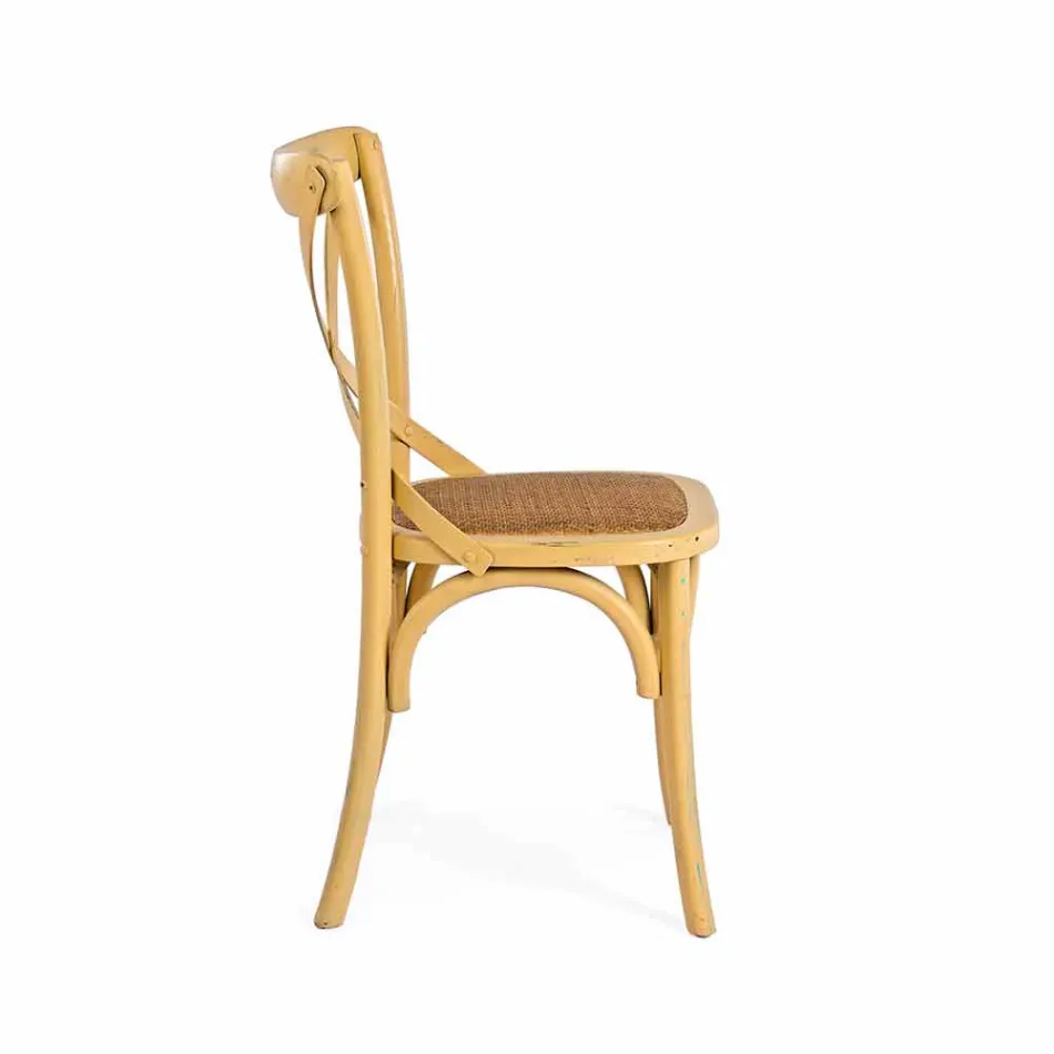 Eetkamerstoel in rotan en hout Klassiek design Homemotion - Meridia Viadurini