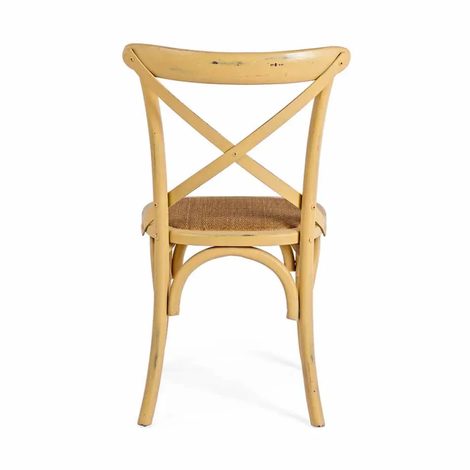 Eetkamerstoel in rotan en hout Klassiek design Homemotion - Meridia Viadurini