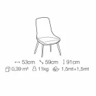 Eetkamerstoel in stof met houten onderstel Made in Italy - kokosnoot Viadurini