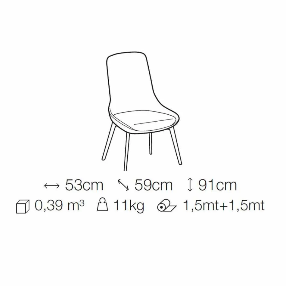 Eetkamerstoel in stof met houten onderstel Made in Italy - kokosnoot Viadurini