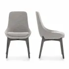 Eetkamerstoel in stof met houten onderstel Made in Italy - kokosnoot Viadurini