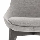 Eetkamerstoel in stof met houten onderstel Made in Italy - kokosnoot Viadurini