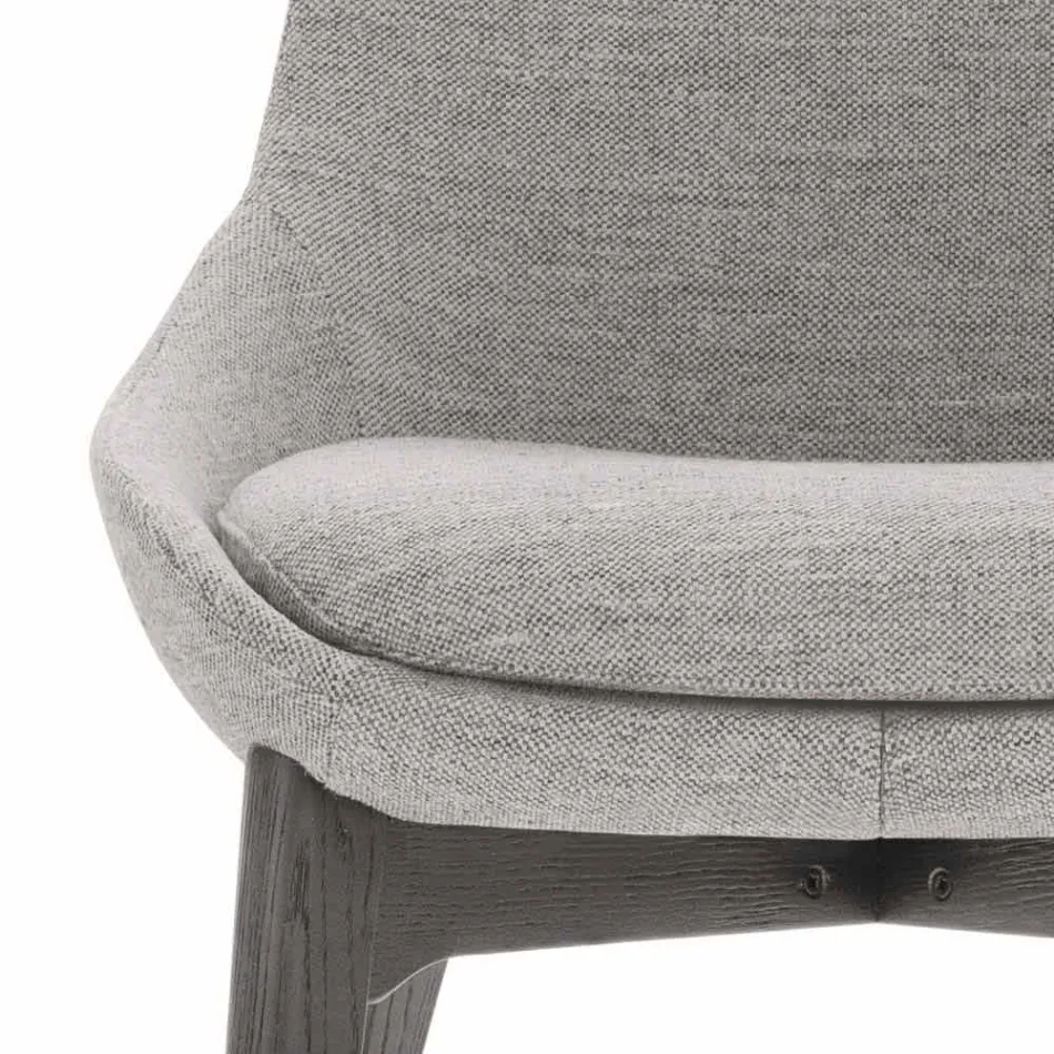 Eetkamerstoel in stof met houten onderstel Made in Italy - kokosnoot Viadurini