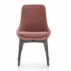 Eetkamerstoel in stof met houten onderstel Made in Italy - kokosnoot Viadurini