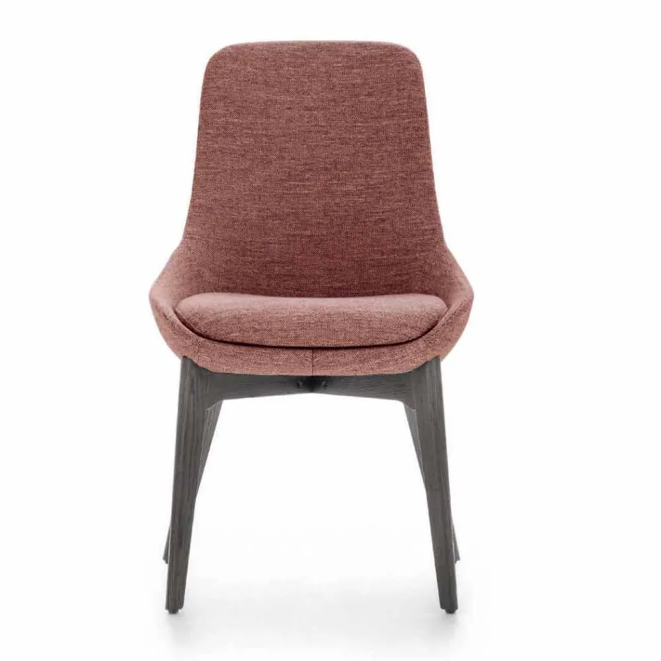 Eetkamerstoel in stof met houten onderstel Made in Italy - kokosnoot Viadurini