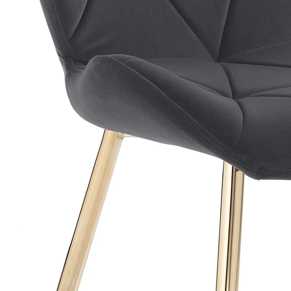 Eetkamerstoel in stof en goudkleurig metaal 4 stuks - Smeralda Viadurini