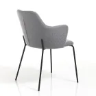 Eetkamerstoel in stof en mat zwart metaal 2 stuks - Corinna Viadurini