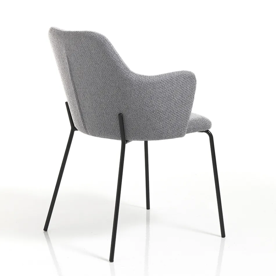 Eetkamerstoel in stof en mat zwart metaal 2 stuks - Corinna Viadurini