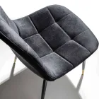 Eetkamerstoel van vlekbestendig fluweel en metaal, 4 stuks - Carlina Viadurini