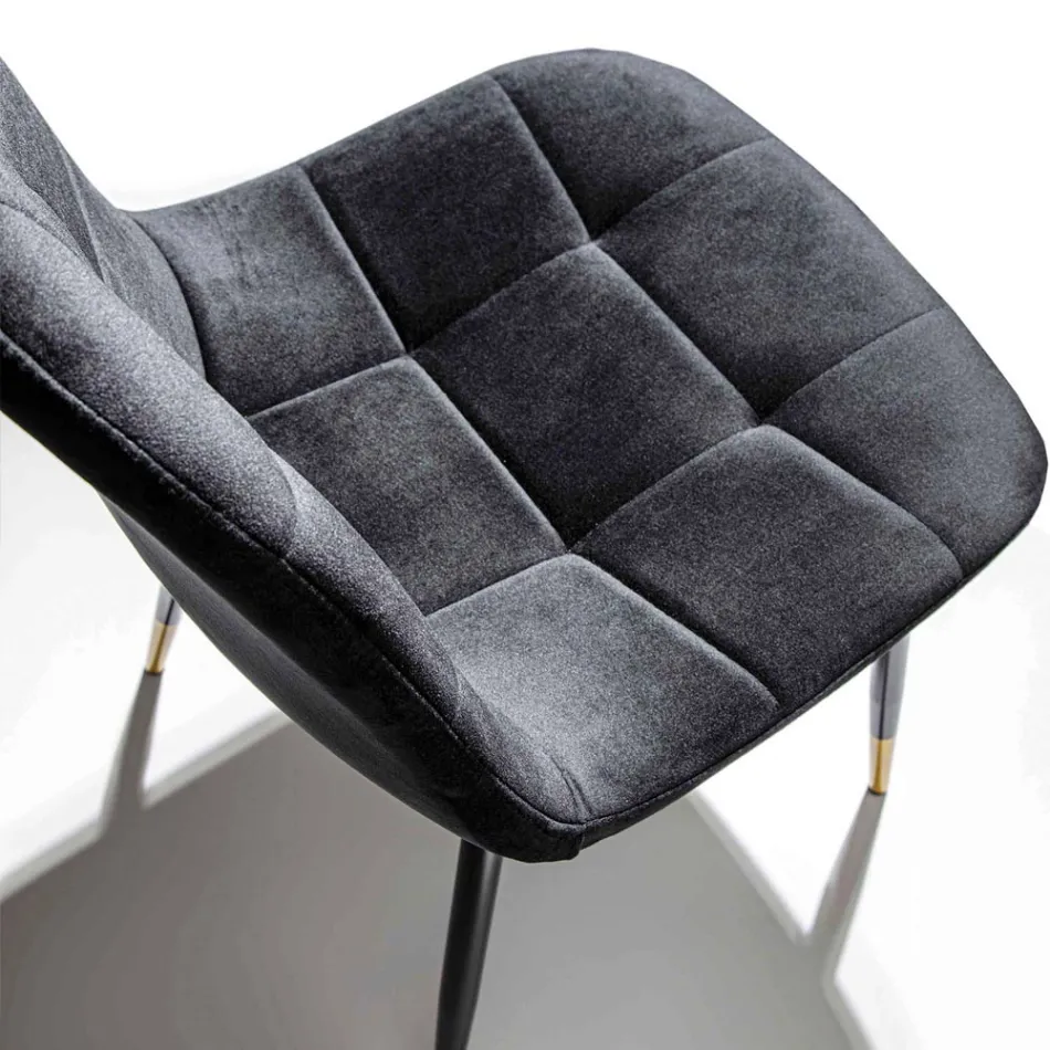 Eetkamerstoel van vlekbestendig fluweel en metaal, 4 stuks - Carlina Viadurini