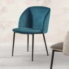 Eetkamerstoel in fluweel met zwarte metalen poten, 4 stuks - Hanna Viadurini