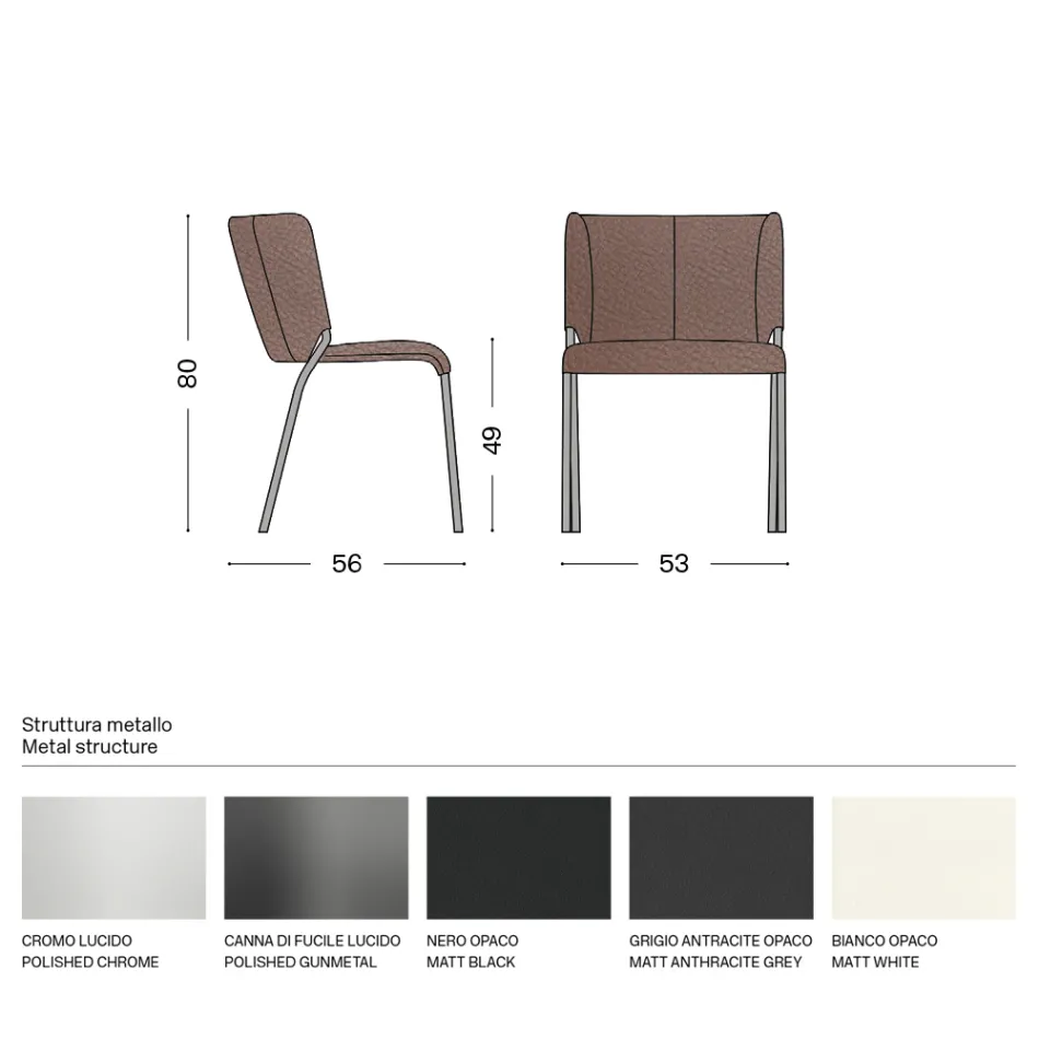 Eetkamerstoel bekleed met ecoleer Made in Italy - Giulia Viadurini