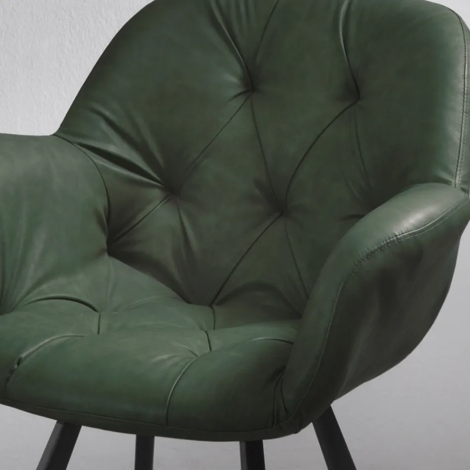 Eetkamerstoel in metalen structuur van ecoleer 2 stuks - Delpiero Viadurini