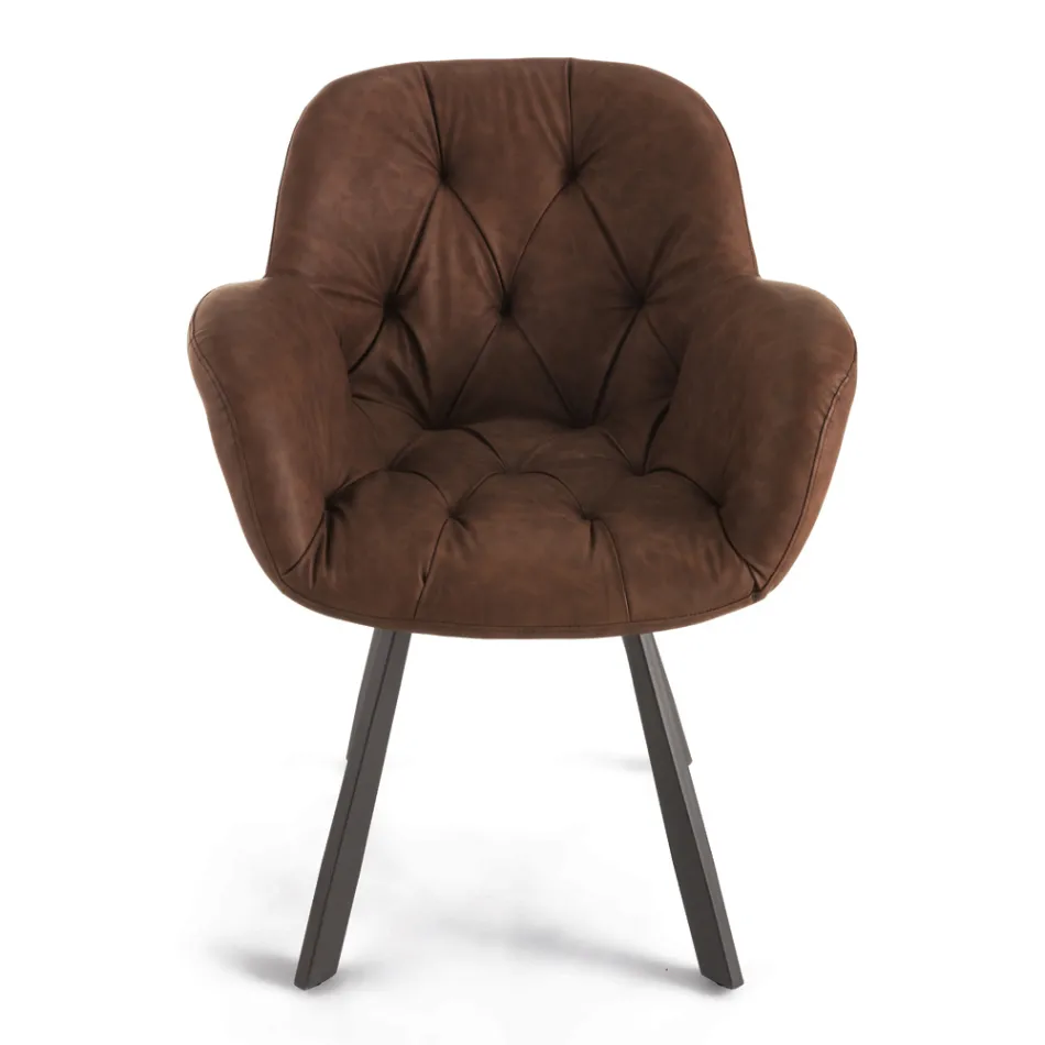 Eetkamerstoel in metalen structuur van ecoleer 2 stuks - Delpiero Viadurini