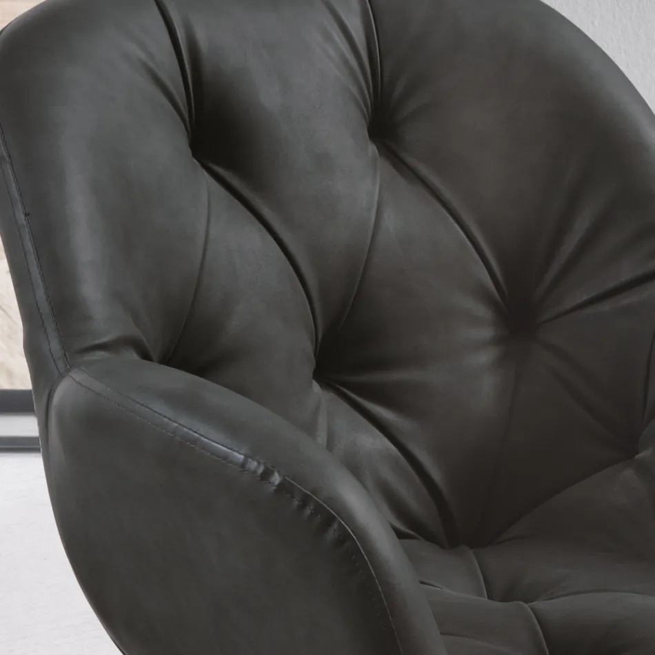 Eetkamerstoel in metalen structuur van ecoleer 2 stuks - Delpiero Viadurini