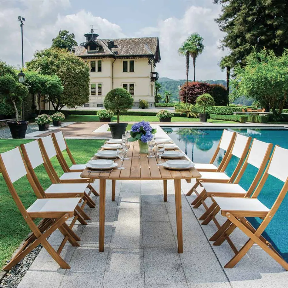 Outdoor klapstoel van acaciahout en textiel - Perfect Viadurini