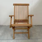 Opvouwbare buitenstoel van teakhout met armleuningen – Yggdrasil Viadurini