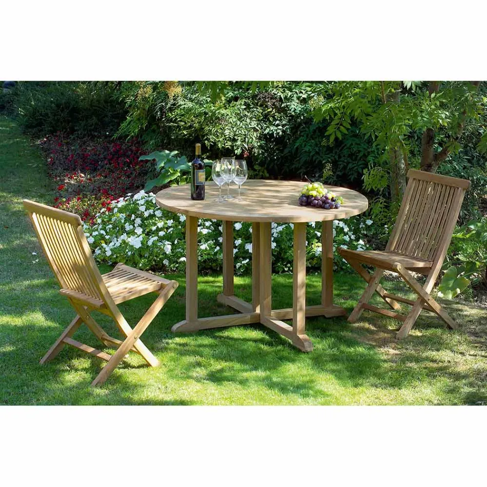 Opvouwbare tuinstoel in natuurlijk teakhout - Yggdrasil Viadurini