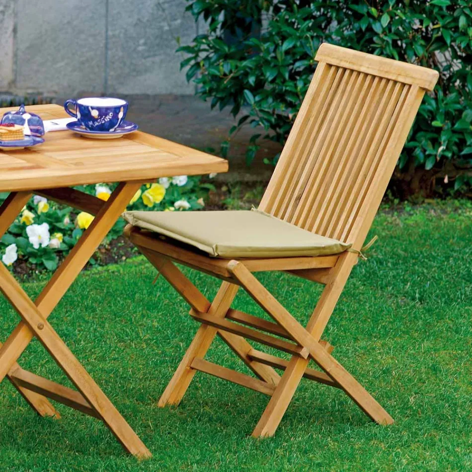 Opvouwbare tuinstoel van teakhout - helder Viadurini