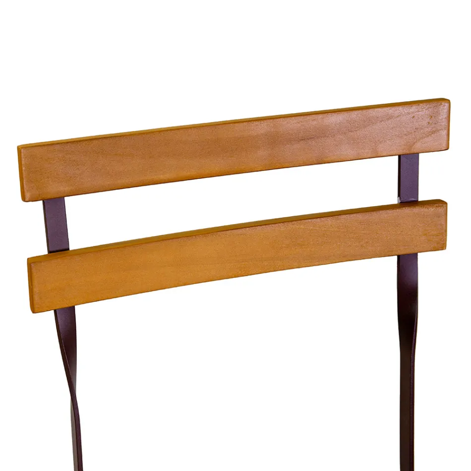 Opvouwbare metalen stoel met acaciahouten zitting en rugleuning - Estate Viadurini