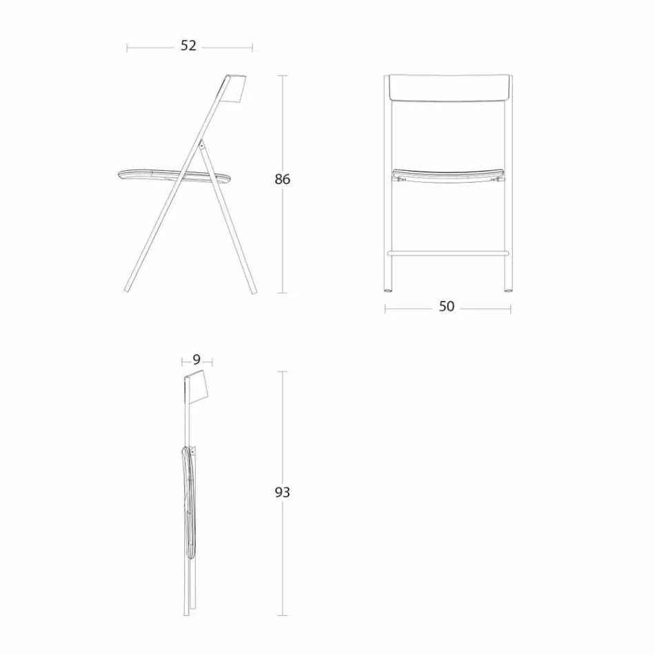 Opklapbare metalen stoel en zitting en rugleuning in eikenhout 2 stuks - Roberta Viadurini