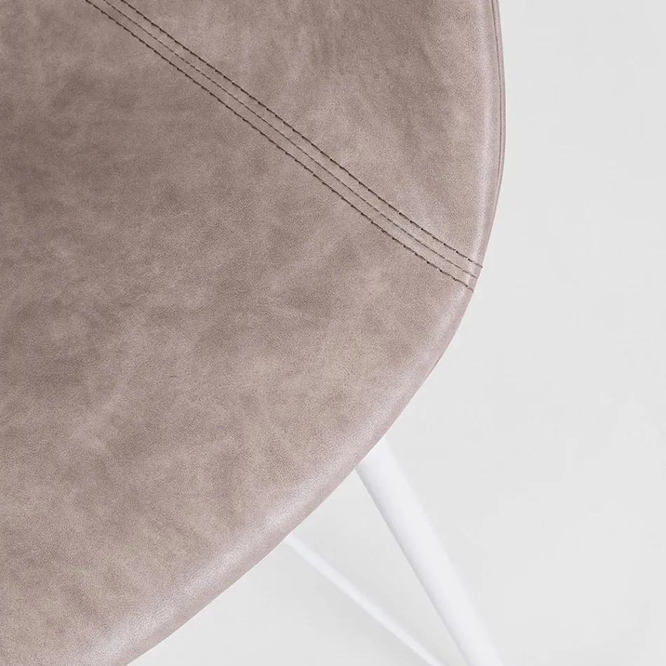 Stoel fauteuil in wit of zwart staal en vintage ecoleer - Gongo Viadurini