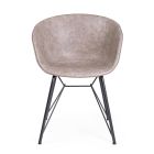 Stoel fauteuil in wit of zwart staal en vintage ecoleer - Gongo Viadurini