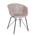 Stoel fauteuil in wit of zwart staal en vintage ecoleer - Gongo