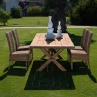 Eetkamerstoel voor buiten in geweven synthetisch rotan en stof, 2 stuks - Yves Viadurini