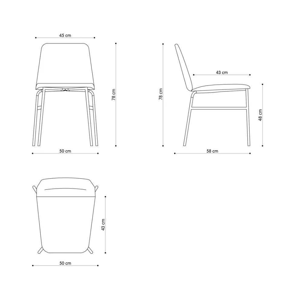 Stoel van fijne stof met metalen onderstel, gemaakt in Italië, 2 stuks - Molde Viadurini