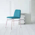 Stoel van fijne stof met metalen onderstel, gemaakt in Italië, 2 stuks - Molde Viadurini