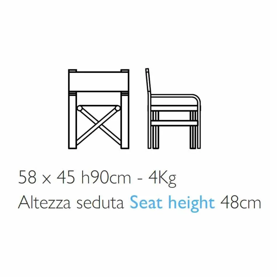 Opklapbare regisseursstoel gemaakt in Italië, 2 stuks - Susy Viadurini