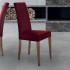Gestoffeerde stoel met beukenhouten poten Made in Italy - Taranto Viadurini