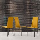 Lederen gestoffeerde stoel met metalen structuur gemaakt in Italië, 2 stuks - zink Viadurini
