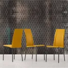 Lederen gestoffeerde stoel met metalen structuur gemaakt in Italië, 2 stuks - zink Viadurini