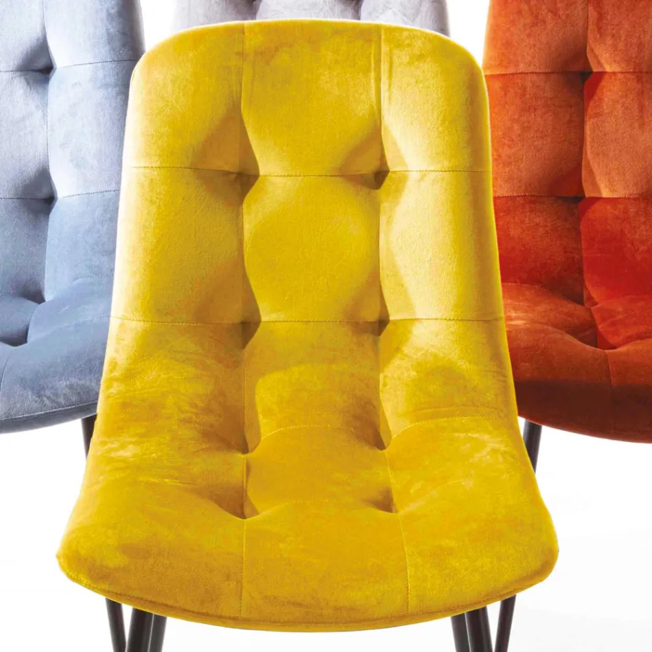 Vlekbestendige fluwelen gestoffeerde eetkamerstoel, 4-delig - Kylie Viadurini