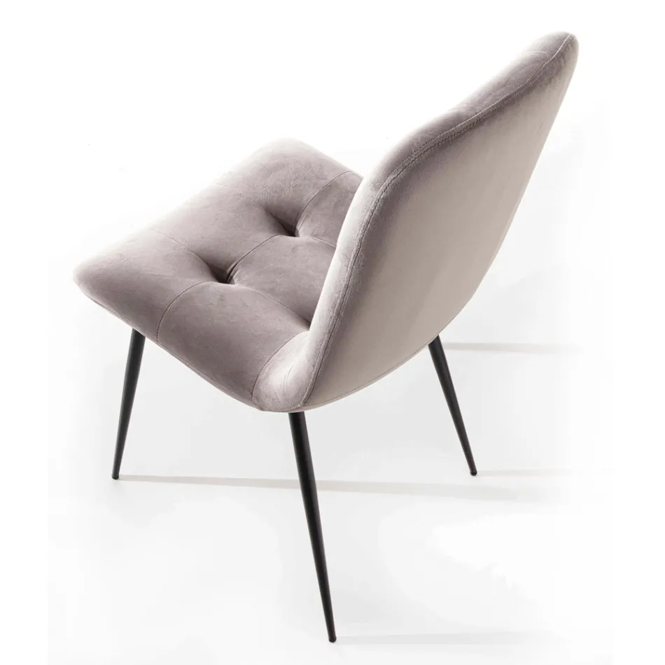 Vlekbestendige fluwelen gestoffeerde eetkamerstoel, 4-delig - Kylie Viadurini