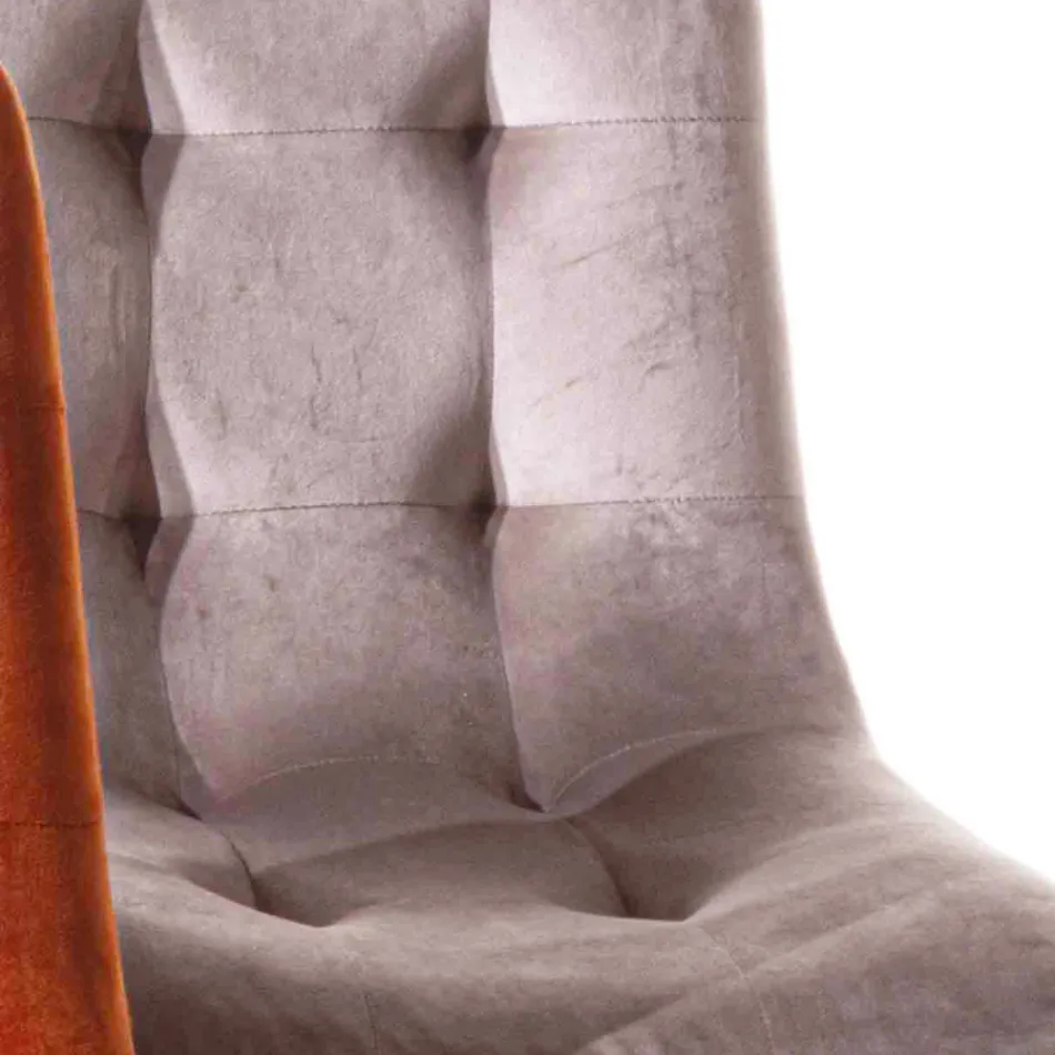 Vlekbestendige fluwelen gestoffeerde eetkamerstoel, 4-delig - Kylie Viadurini