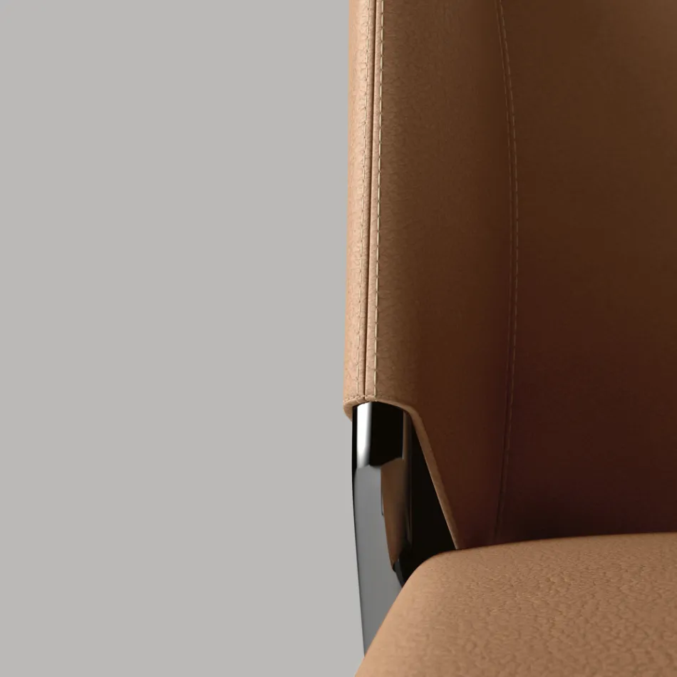 Eetkamerstoel met zitting bekleed met leer Made in Italy - Giulia Viadurini