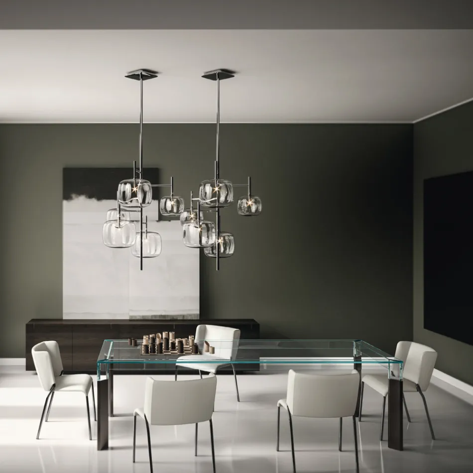 Eetkamerstoel met zitting bekleed met leer Made in Italy - Giulia Viadurini