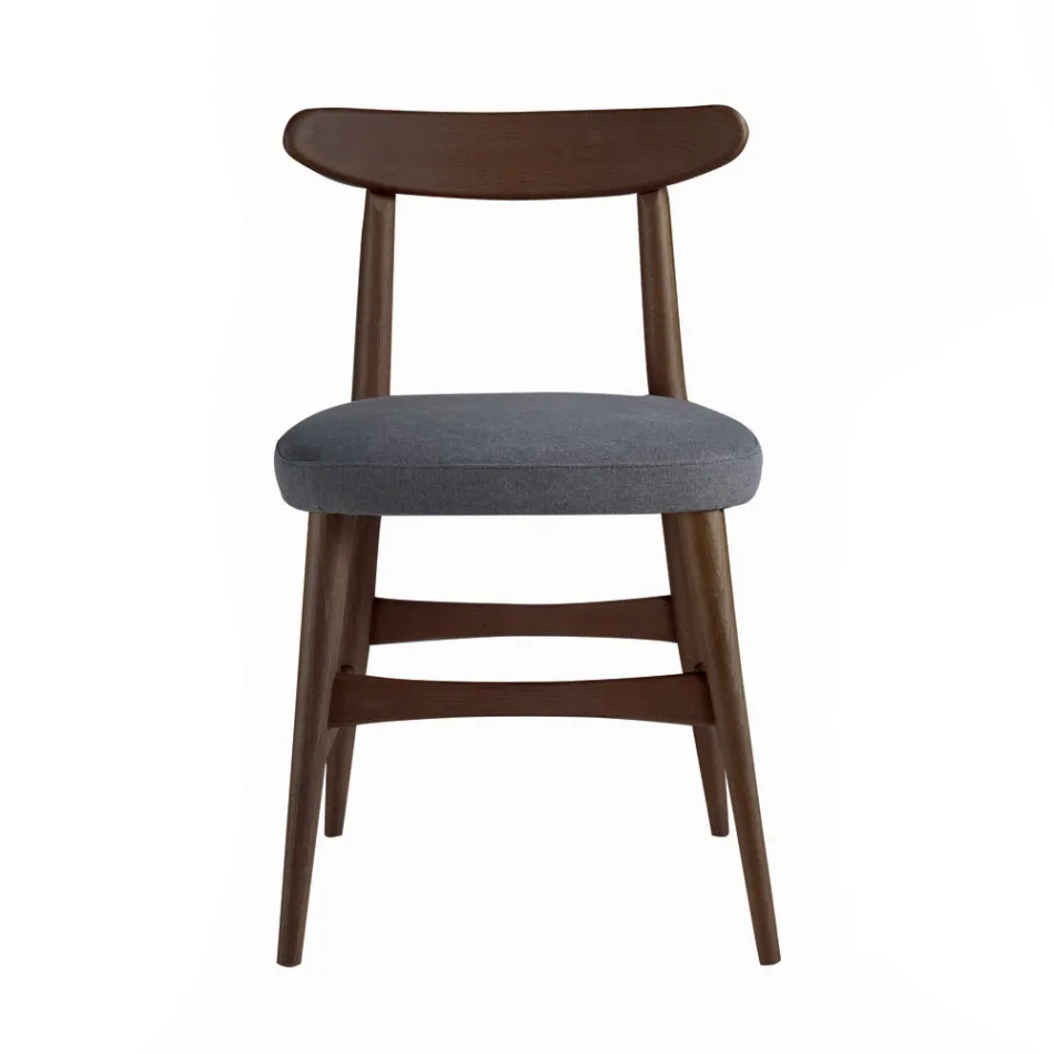 Gestoffeerde eetkamerstoel in massief hout gemaakt in Italië - Salicornia Viadurini