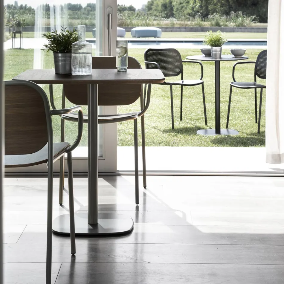 Eetkamerstoel in hout en metaal Made in Italy 2 stuks - Saffia Viadurini