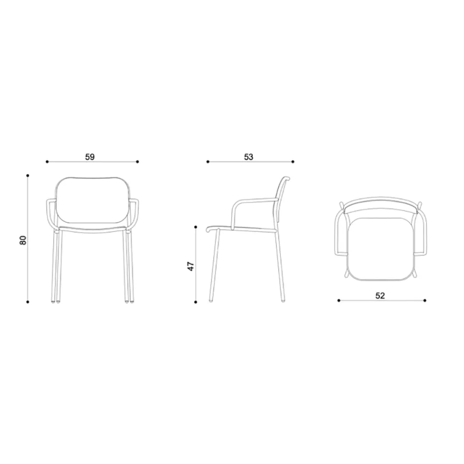 Eetkamerstoel in hout en metaal Made in Italy 2 stuks - Saffia Viadurini