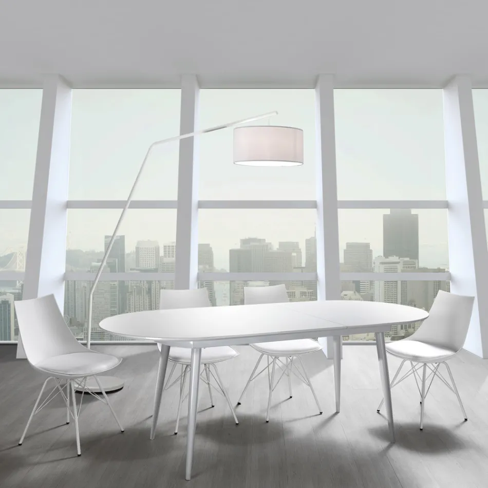 Eetkamerstoel in leer, polypropyleen en metaal 2 stuks - Renella Viadurini