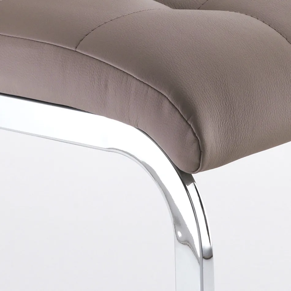 Eetkamerstoel in synthetisch leer en verchroomd metaal 4 stuks - Molise Viadurini