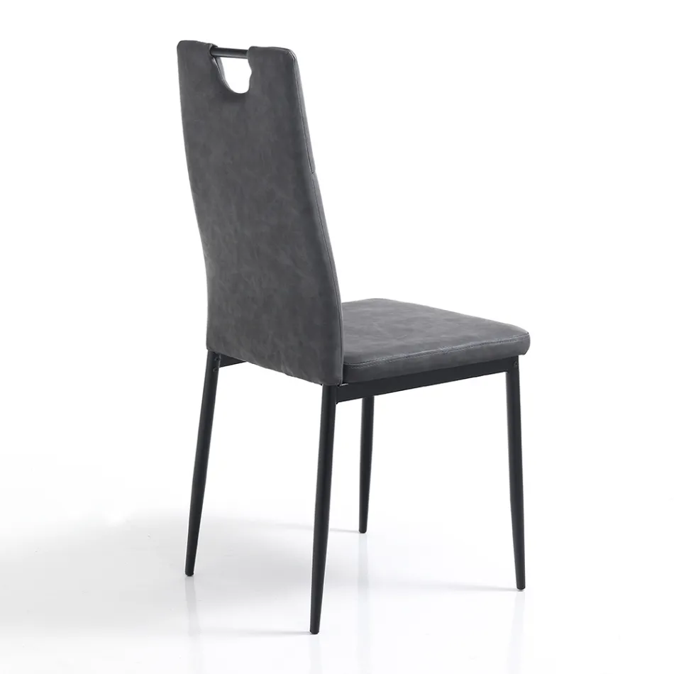 Eetkamerstoel in verouderd synthetisch leer 4 stuks - Cassandra Viadurini