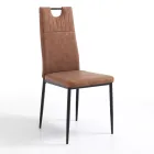 Eetkamerstoel in verouderd synthetisch leer 4 stuks - Cassandra Viadurini