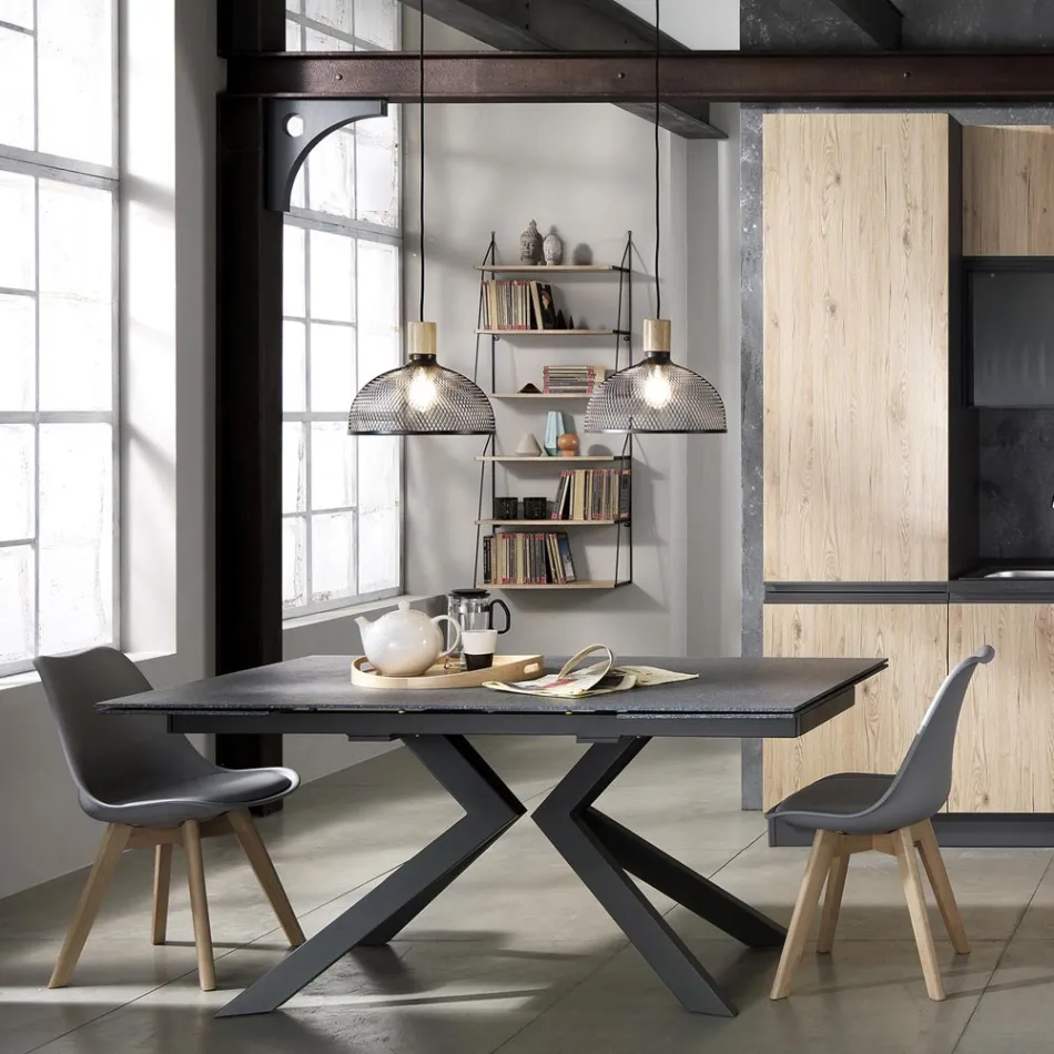 Eetkamerstoel in polypropyleen en synthetisch leer 4 stuks - Chira Viadurini